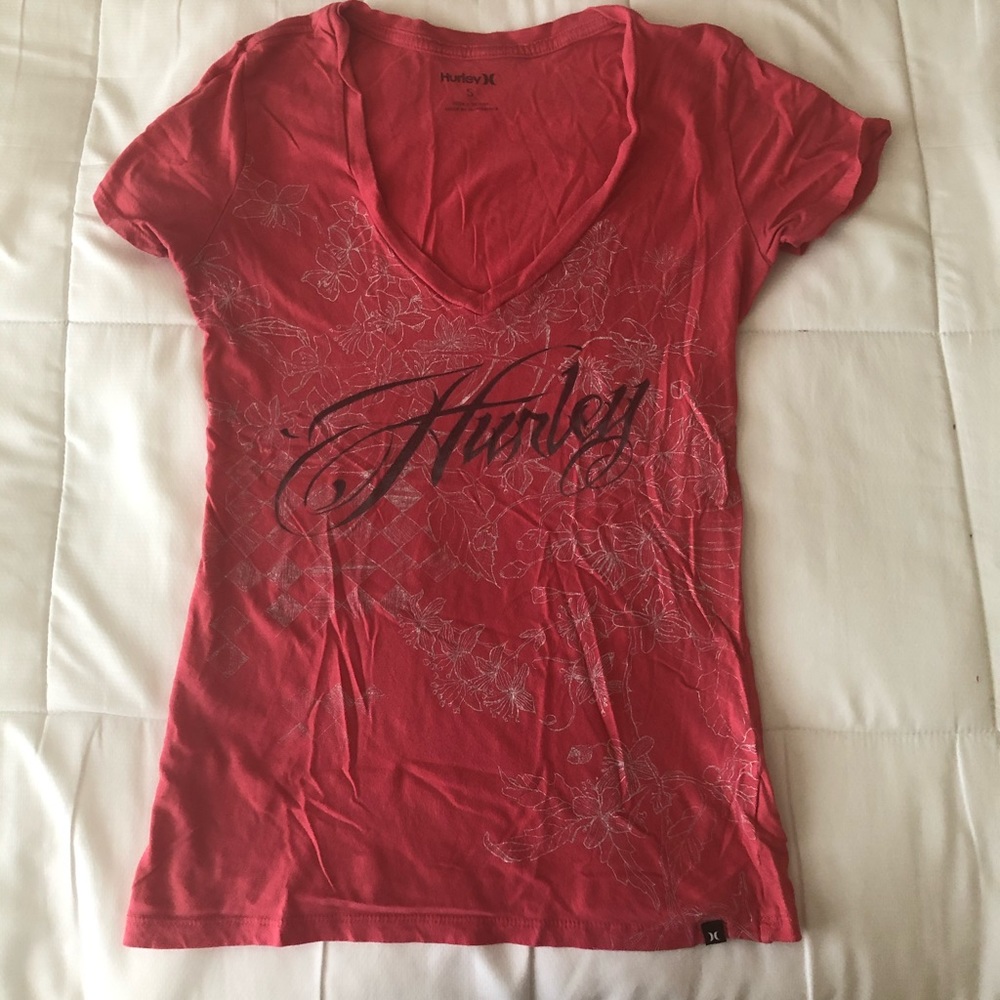 Pink Hurley t-Shirt with deep v neck